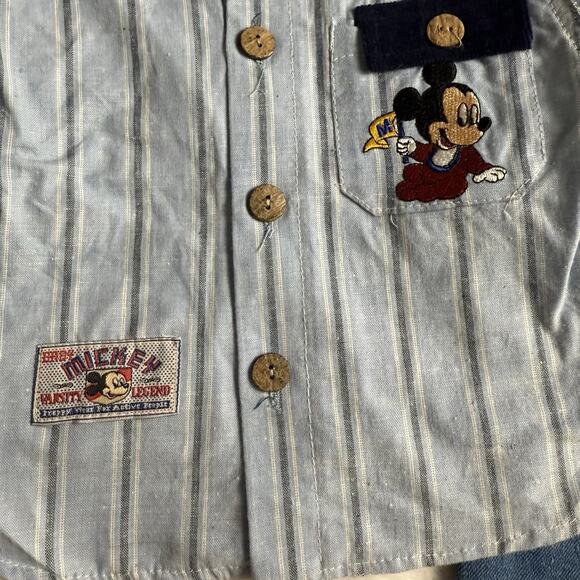 Vtg Disney Babies Mickey Mouse 2 Piece Outfit 0-6 Months Set Jeans Embroidered - Picture 2 of 5
